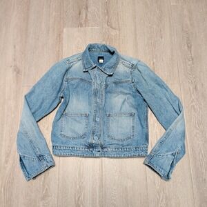 Vintage Y2K Gap Womens Small Light Wash Denim Snap Jacket Faded Western‎ V-Yoke